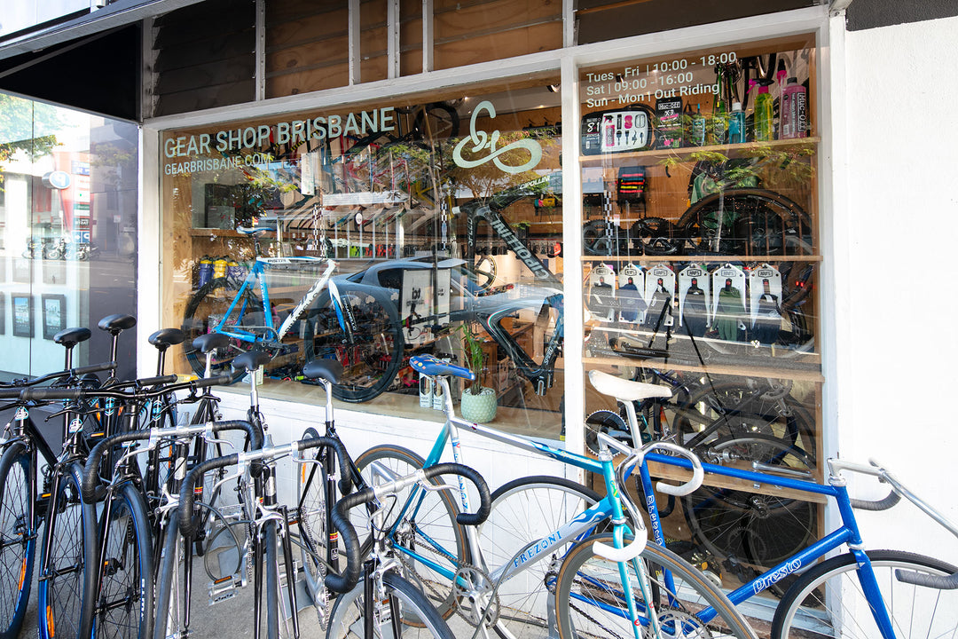 The small unassuming store front with no street access. Entry was via a small dark stairwell, NJS bikes and classic steel lined the road display for people to see