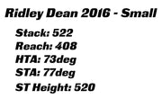 Ridley Dean TT Frameset - Rim Brake - Black & White - Small
