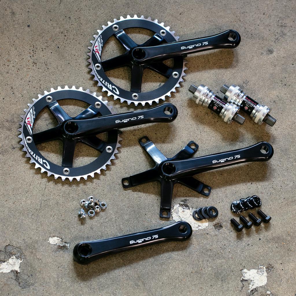 Sugino SG75 Sugino75 Track Tandem Crankset Package Black