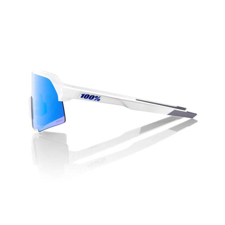 100% S3 - Matte White - HiPer Blue Multilayer Mirror Lens